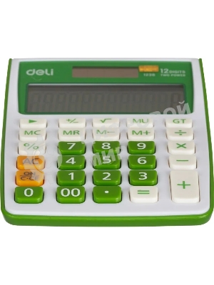 Калькулятор настольный Deli E1238/GRN зеленый 12-разр.