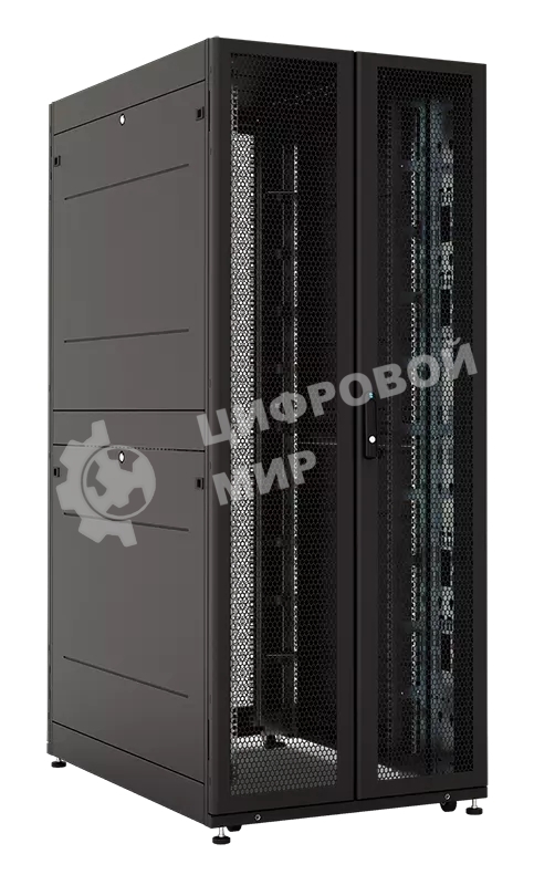 Шкаф серверный ПРОФ напольный 42U (800 1200) двери двойные перф. 2 шт., черный, в сборе