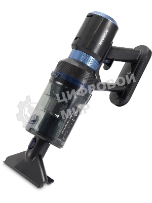 Пылесос вертикальный Hyundai HYV-S7970 серый/синий, питание от аккумулятора, 210 Вт, уборка сухая, пылесборник 0.47 л