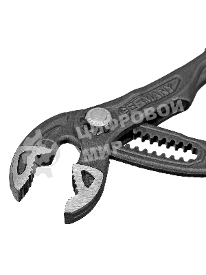 Клещи переставные Denzel кнопочный механизм, обливные рукоятки, 250 мм