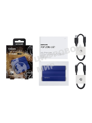 Внешний SSD Samsung T7 Shield, 1TB, USB 3.2 Gen 2 Type-C, R/W 1050/1000, синий