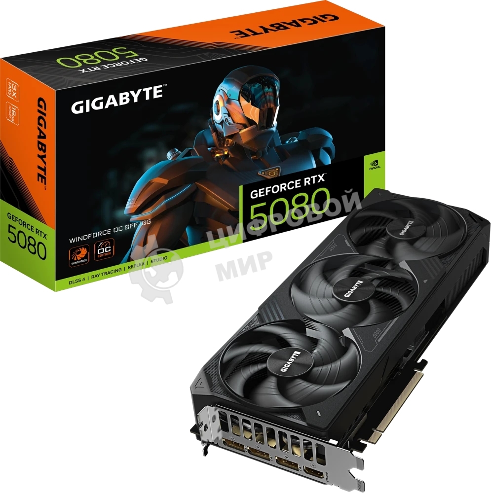 Видеокарта Gigabyte PCI-E 5.0 GV-N5080WF3OC-16GD 1.0 NVIDIA GeForce RTX 5080 16Gb 256bit GDDR7 2670/30000 HDMIx1 DPx3 HDCP Ret