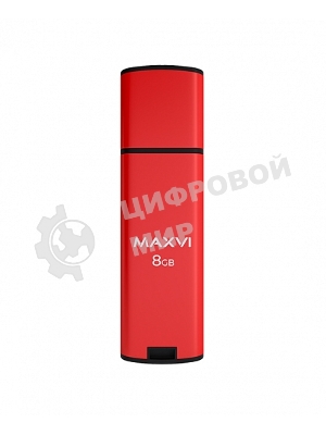 Флешка USB Maxvi MP2 red (FD8GbUSB20C10MP2), 8Gb, USB 2.0, R/W 15/5, красный/черный
