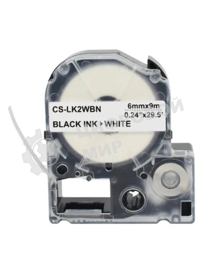 Картридж ленточный Cactus CS-LK2WBN черный, 6мм, 9м для Epson LW300/LW400/LW700/LW600P/LW1000P/K400/Z700/Z900