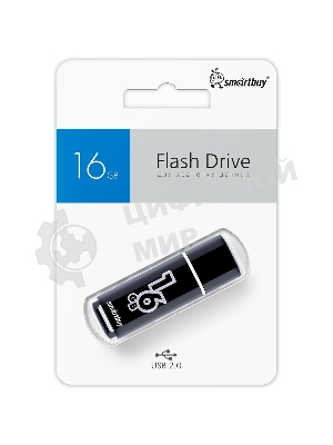 Флешка USB Smartbuy Glossy series Black (SB16GbGS-K), 16Gb, USB 2.0, R/W 25/15, черный