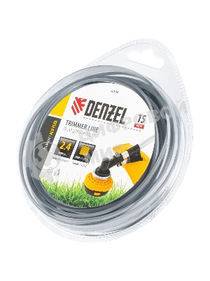 Леска для триммера Denzel армированная алюминием квадратная, 2,4мм х 15м, блистер ALUFLEX