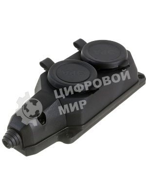 Колодка каучуковая ЭРА с/з 2 гн 16A IP44 черная (12/120/720)