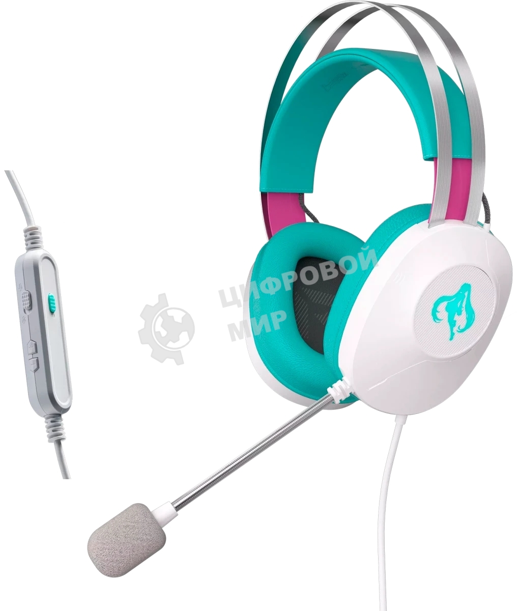 Гарнитура ASUS TUF Gaming H1 Gen II MIKU Edition белый/голубой, проводная, подсветка, совместимость с PS5