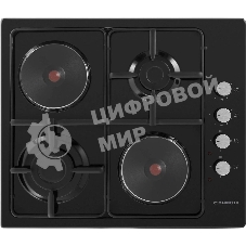 Комбинированная варочная панель Maunfeld EEHE.64.5EB/KG, 4 конфорки, эмалированная сталь, черный