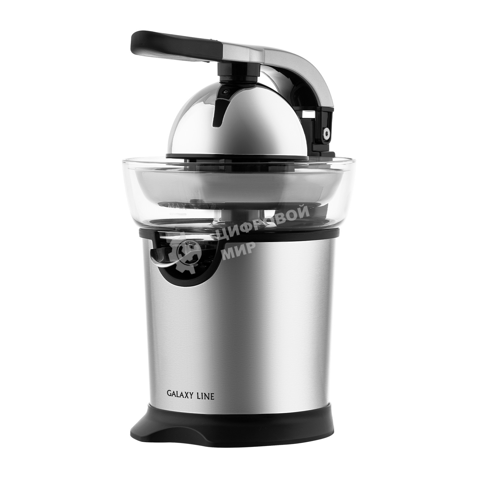 Соковыжималка GALAXY GL 0854 серебристый/черный, цитрусовая, 160 Вт, 300 мл, механическое