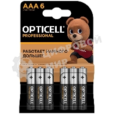 Элемент питания алкалиновый AAA/LR03 (блист. 6шт) Professional Opticell 5052004