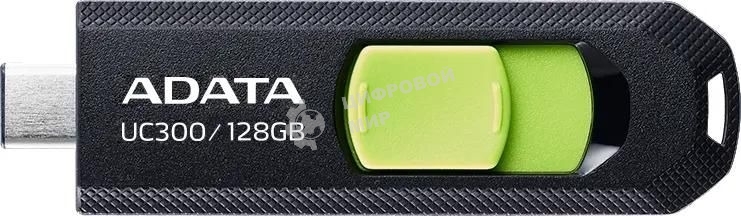 Флешка USB ADATA UC300 (ACHO-UC300-128G-RBK/GN), 128Gb, Type-C USB 3.2, R/W 100/30, черный/зеленый