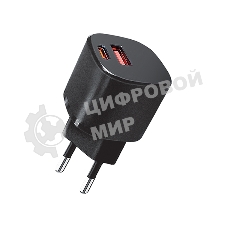 Сетевое зарядное устройство Qumo Energy GaN Mini PD 30W (Charger 0072), два порта: Type-C PD + USB-A QC3.0, черный