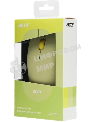 Мышь беспроводная Acer OMR205 зеленый/желтый, 1200 dpi, радиоканал, USB, кнопки - 3
