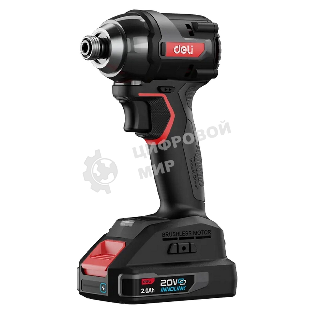 Винтоверт ударный аккумуляторный Deli DE-QZ20-1D2 (2АКБ*2А·ч + ЗУ, 20V, 200Нм, 0-3600об/мин, 0-3600уд/мин, сумка)