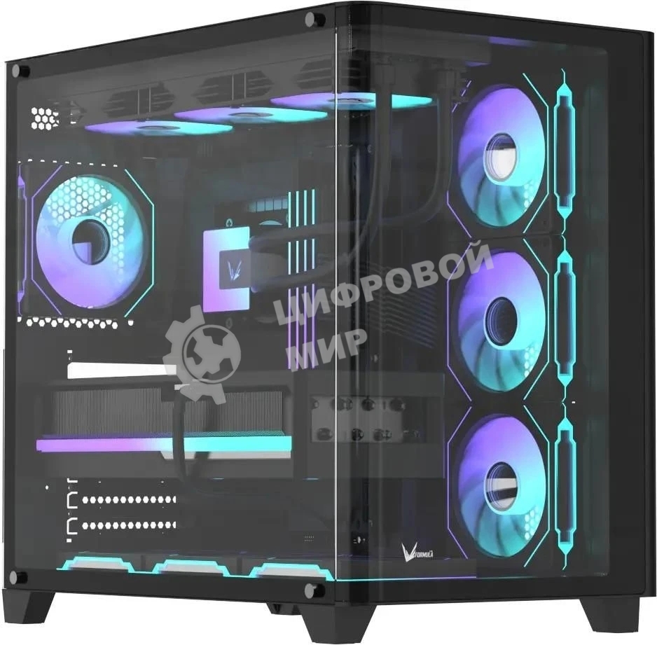 Компьютерный корпус AeroCool/Formula Crystal U2 Floe черный без БП ATX 1xUSB 2.0 1xUSB 3.0 1xUSB3.1 audio bott PSU