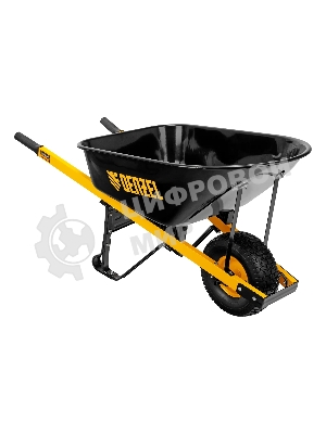 Тачка строительная Denzel усиленная, объем 140 л, 230 кг, колесо 15х6.00-6