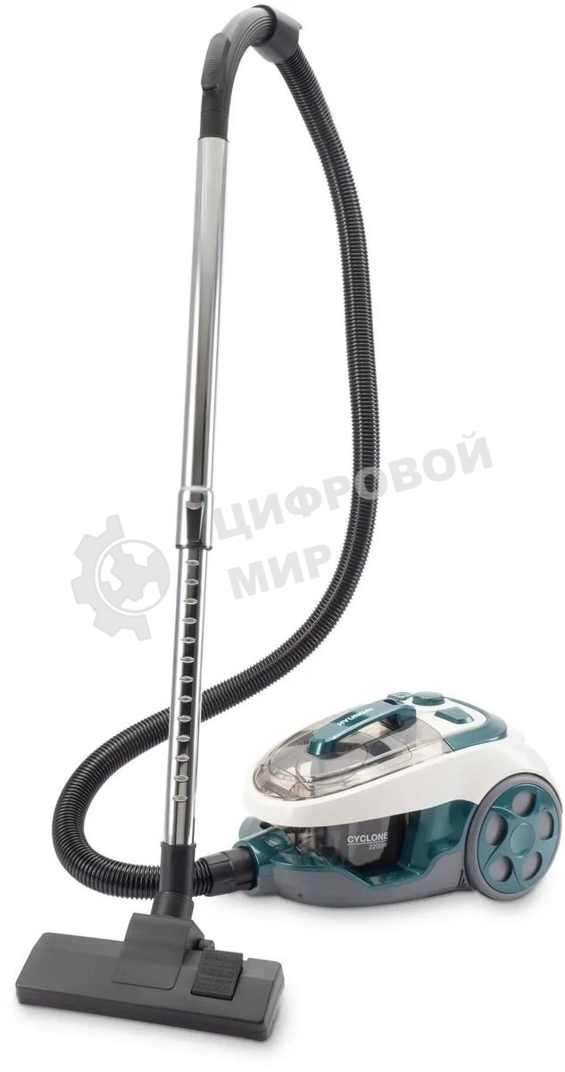 Пылесос Hyundai HYV-C3500 белый/бирюзовый, 380/2220 Вт, уборка сухая, пылесборник контейнер 2.5 л