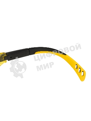 Очки защитные открытые Denzel поликарбонатные, увеличенная желтая линза, регулируемые дужки