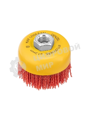 Щетка для УШМ Denzel 75 мм, чашка, нейлоновая щетина, М14