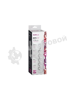 Удлинитель с сетевым фильтром Defender DFS 133, белый, 5 розеток, 3 м.