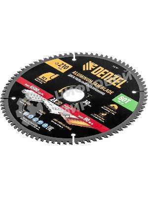 Пильный диск по алюминию Denzel ф210 х 30 мм, 80 зубьев