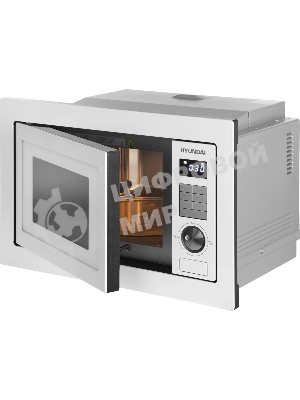 Микроволновая печь встраиваемая Hyundai HBW 2544 WG белый, 25 л, 900 Вт, переключатели - кнопки/поворотный механизм