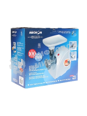 Мясорубка электрическая Аксион М32.03 белый, 1500 Вт, 1.7 кг/мин, защита от перегрузки, насадки - 5