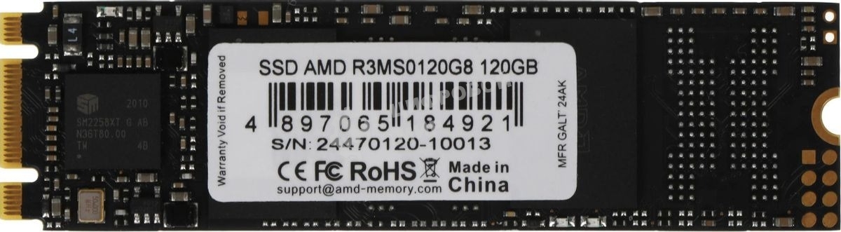 Накопитель SSD AMD Radeon R3MS0120G8, 120Gb, M.2 2280, SATA, R/W 520/450