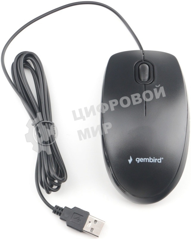 Мышь проводная Gembird MOP-200 черный, 1000 dpi, USB, кнопки - 3