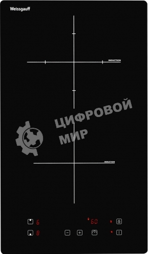 Индукционная варочная панель Домино Weissgauff HI 32, 30 см, индукционная, стеклокерамика, сенсорное управление, индикация степени нагрева, таймер, блокировка от детей, автоотключение, черная