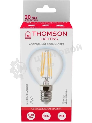 Лампа светодиодная филаментная Thomson TH-B2338 E14, шар, 11Вт, 6500К, белый холодный, 1 шт.
