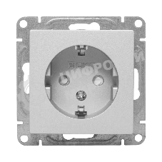 Механизм розетки EKF UP1-SOA-111 16А, с заземлением, со шторками, алюминий Эпика