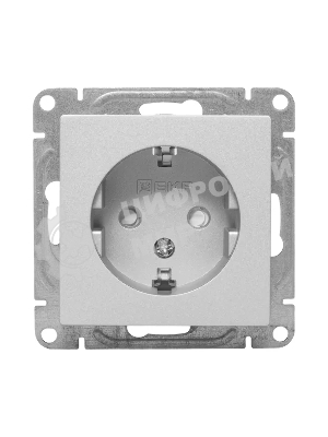 Механизм розетки EKF UP1-SOA-111 16А, с заземлением, со шторками, алюминий Эпика