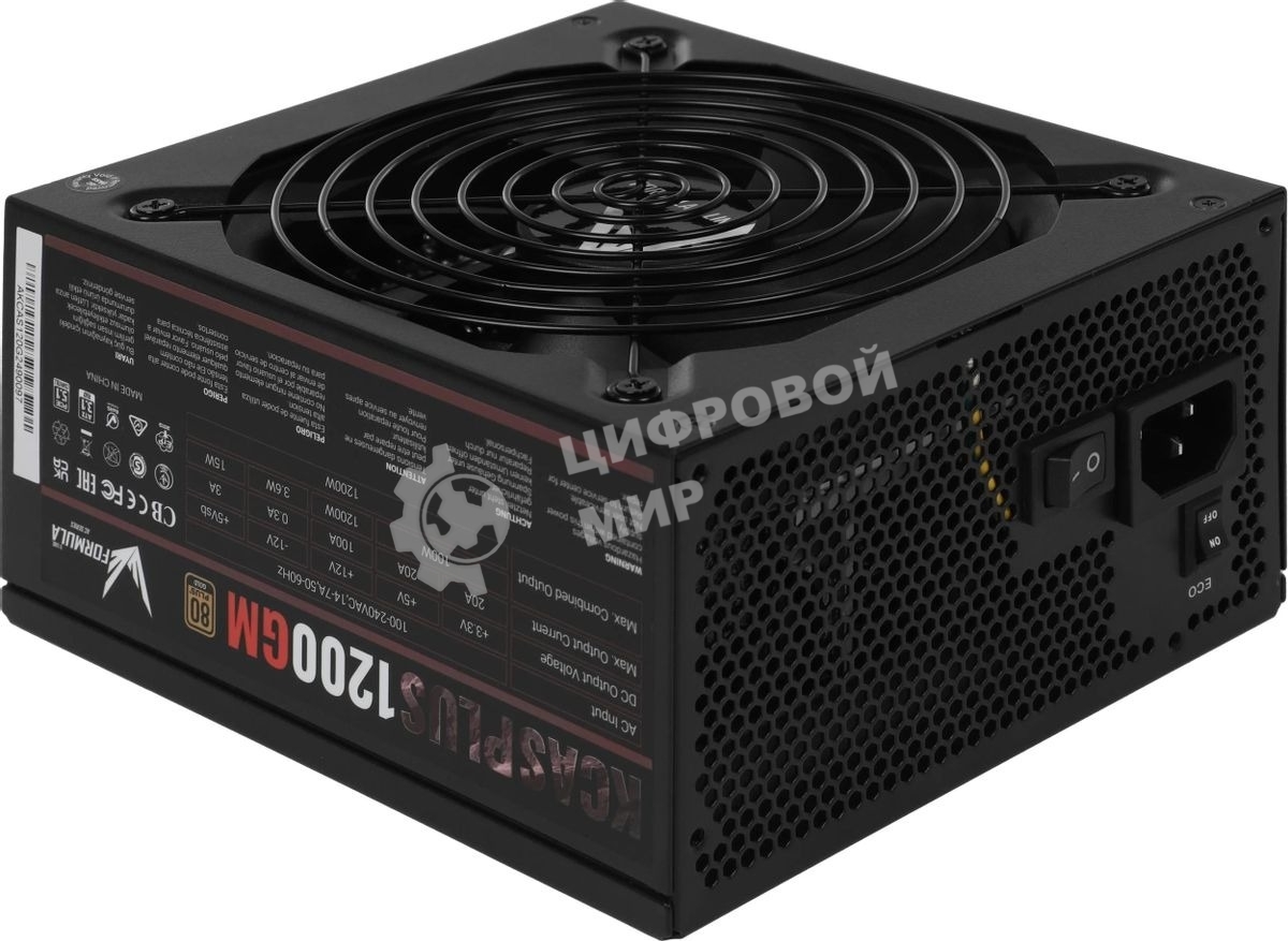 Блок питания Aerocool/Formula KCAS PLUS 1200GM V2, 1200Вт, 80 PLUS Gold, модульный, 140мм, черный