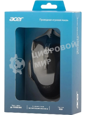 Мышь проводная Acer OMW180 черный, 6400 dpi, USB, кнопки - 9