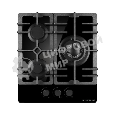 Варочная поверхность Kuppersberg FG 41 B, газ, High-Tech, 45 см, автоматический электроподжиг, газ-контроль, форсунки под сжиженый газ, SABAF конфорки, WOK конфорка, чугунные решетки, цвет черный, цвет фурнитуры черный