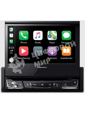 Автомагнитола Pioneer AVH-Z7250BT, 1 DIN, CD, Bluetooth, USB Type-A, AUX, CarPlay, пульт ДУ, съёмная панель