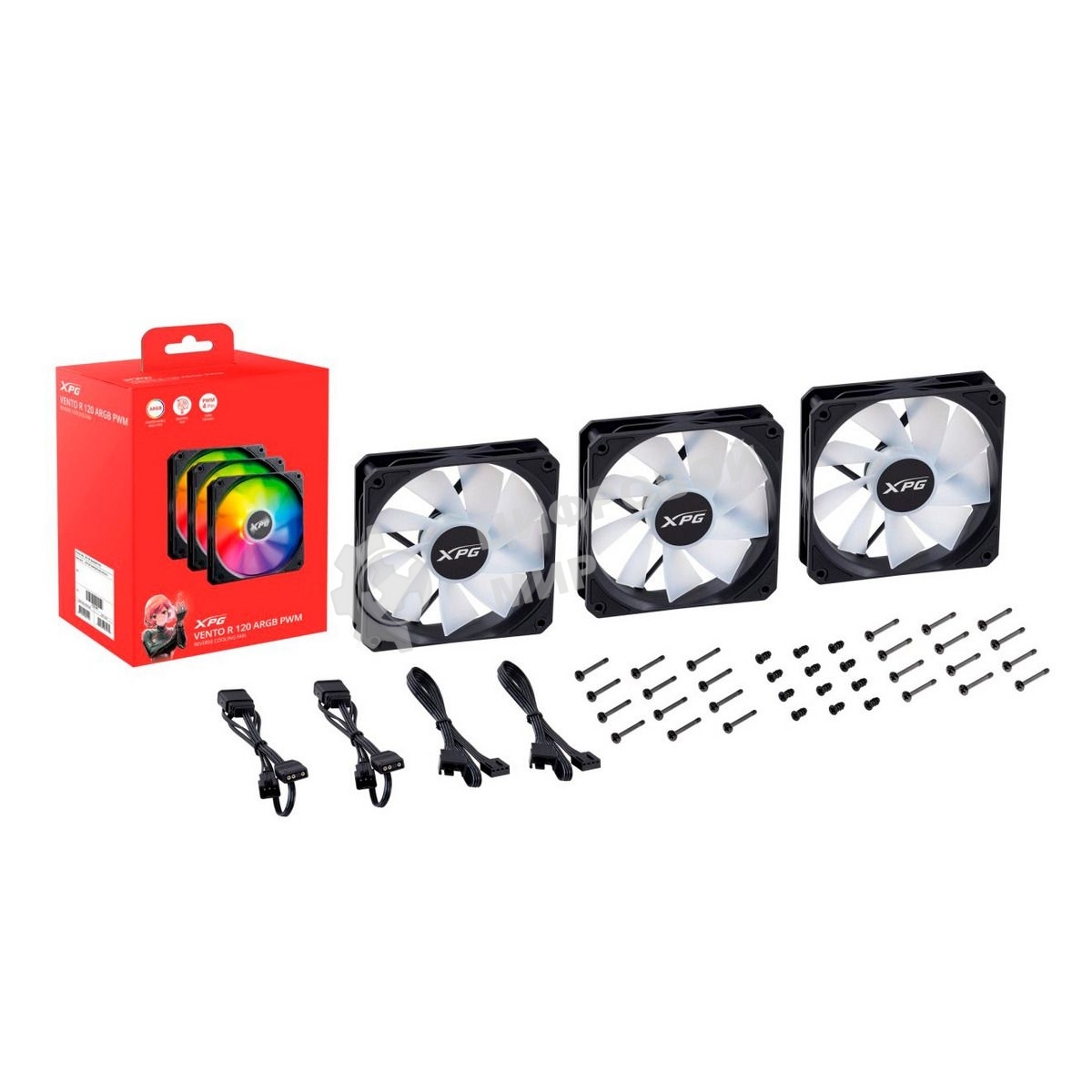 Вентилятор для корпуса ADATA XPG VENTO R 120 ARGb PWM черный, 120 мм, 1600 об/мин, 32 дБ, 4 pin