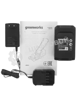 Газонокосилка аккумуляторная GreenWorks GD24LM33k2, 24v, 33 см, 1хАКБ 2Ач и ЗУ (2516107UA)