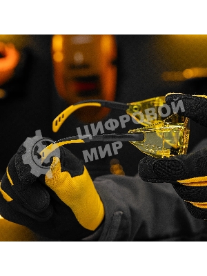 Очки защитные открытые Denzel поликарбонатные, увеличенная желтая линза, регулируемые дужки