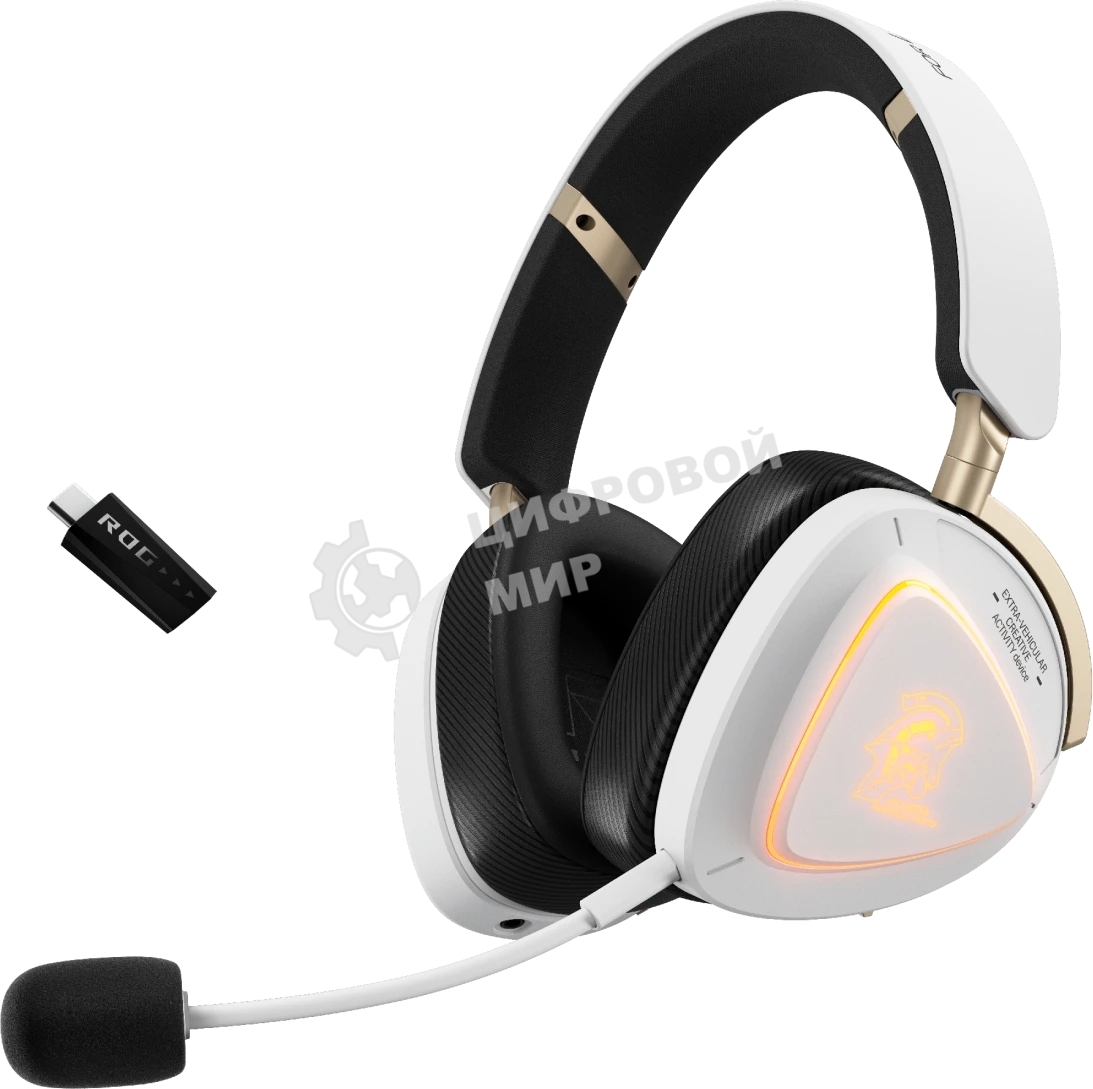 Гарнитура ASUS ROG Delta II KJP белый, беспроводная + проводная, Bluetooth, подсветка, совместимость с PS5, Xbox