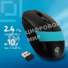 Мышь беспроводная Oklick 310MW черный/синий, 3200 dpi, радиоканал, USB, кнопки - 4