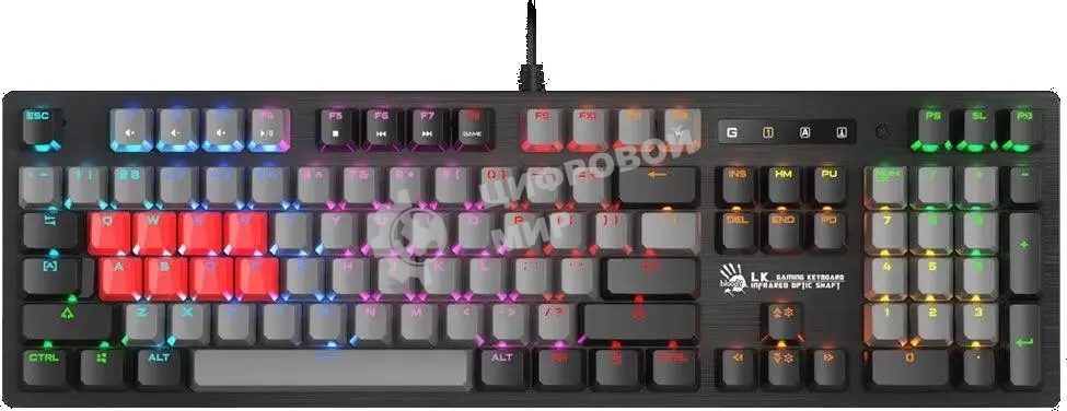 Клавиатура проводная A4Tech Bloody B820R Dual Color механическая черный/серый USB for gamer LED