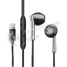 Наушники проводные Aksberry Y3 черный, внутриканальные, Lightning, микрофон на проводе