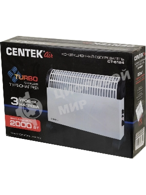 Конвектор Centek CT-6124 белый, 750/1250/2000 Вт, 20 м2, механический термостат