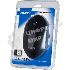Мышь беспроводная SVEN RX-515SW черный, 1600 dpi, радиоканал, USB, кнопки - 4
