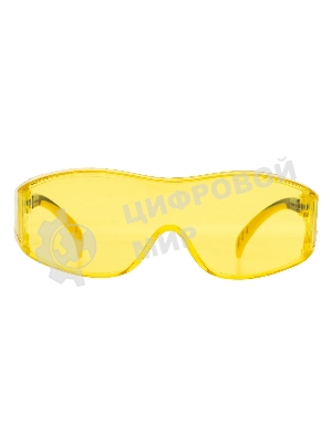 Очки защитные открытые Denzel поликарбонатные, увеличенная желтая линза, регулируемые дужки