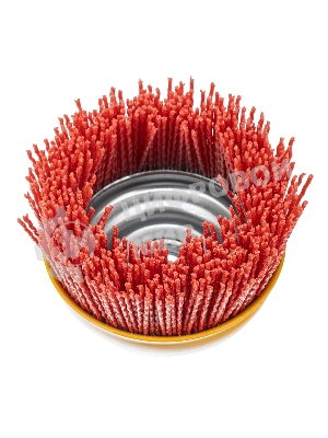 Щетка для УШМ Denzel 100 мм, чашка, нейлоновая щетина, М14