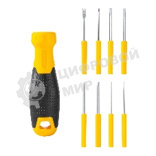 Многофункциональная отвертка 8-в-1 Deli DL636009 1шт ручка, 3 бита Phillips: PH0, PH1, PH2, 3 насадки с прорезями: 3 мм, 5 мм, 6 мм,2 специальные биты: точечные, Y-образные. Материал хвостовика: Cr-V.